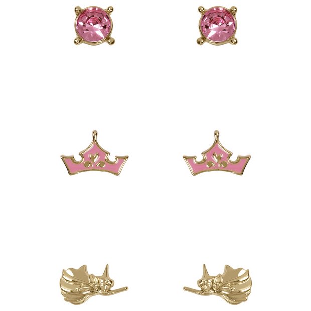 Disney multicoloured crystal stud earrings set of 3, imported from the UK