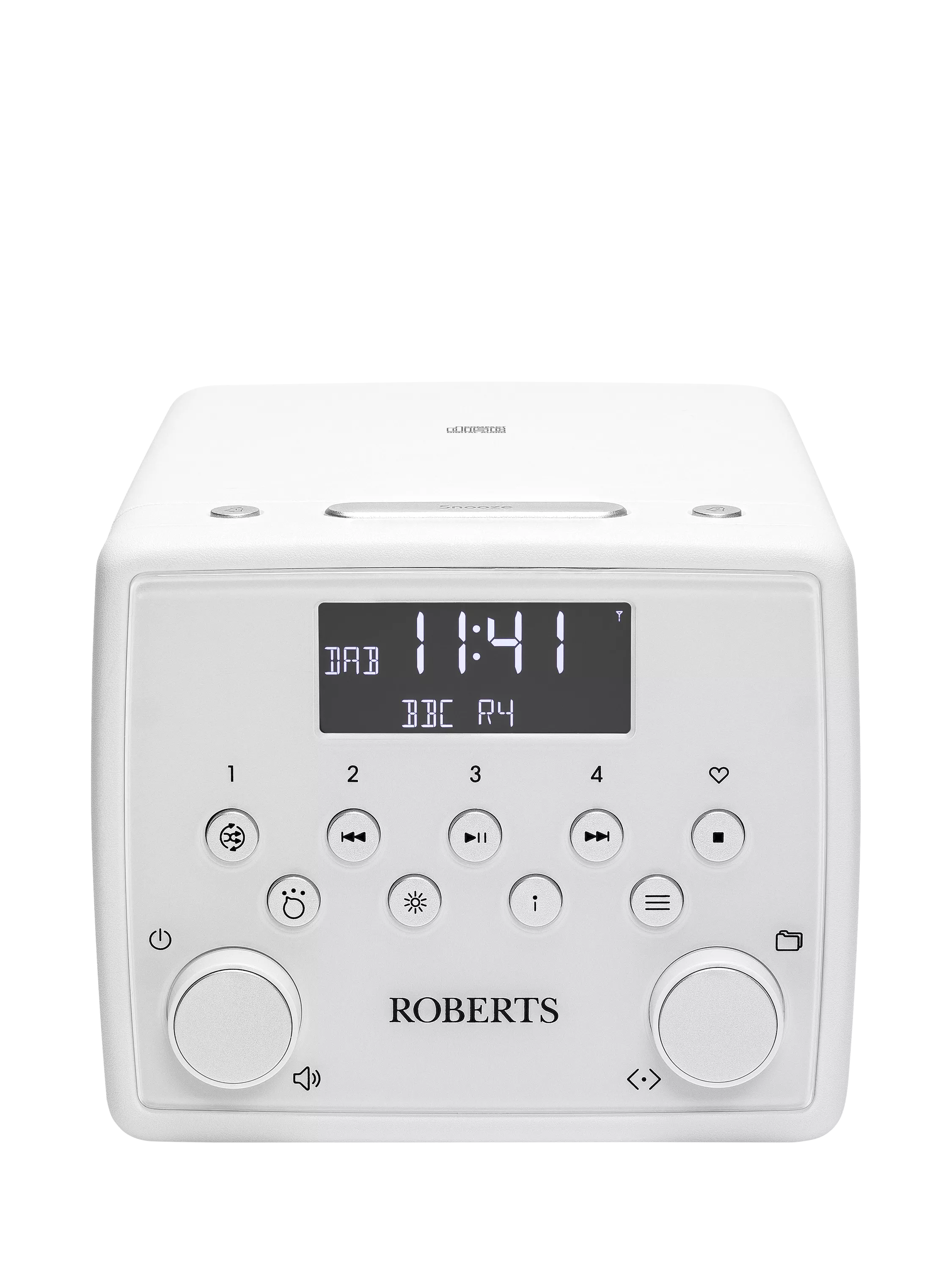 Roberts Sound49 DAB/DAB+/FM/CD Bluetooth Clock Radio, White