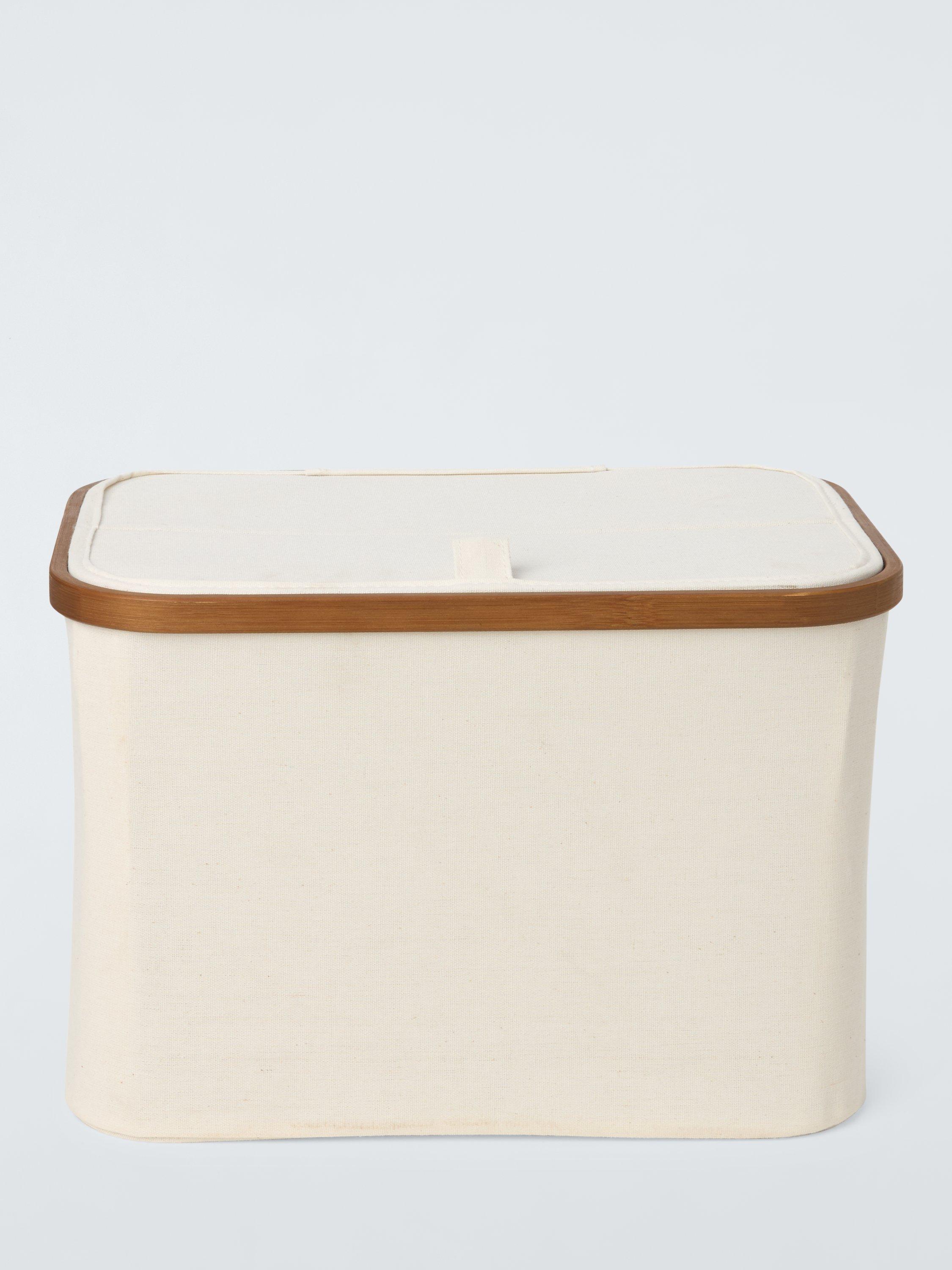 John Lewis bamboo rim lidded storage basket H25xW38xD26cm - British product