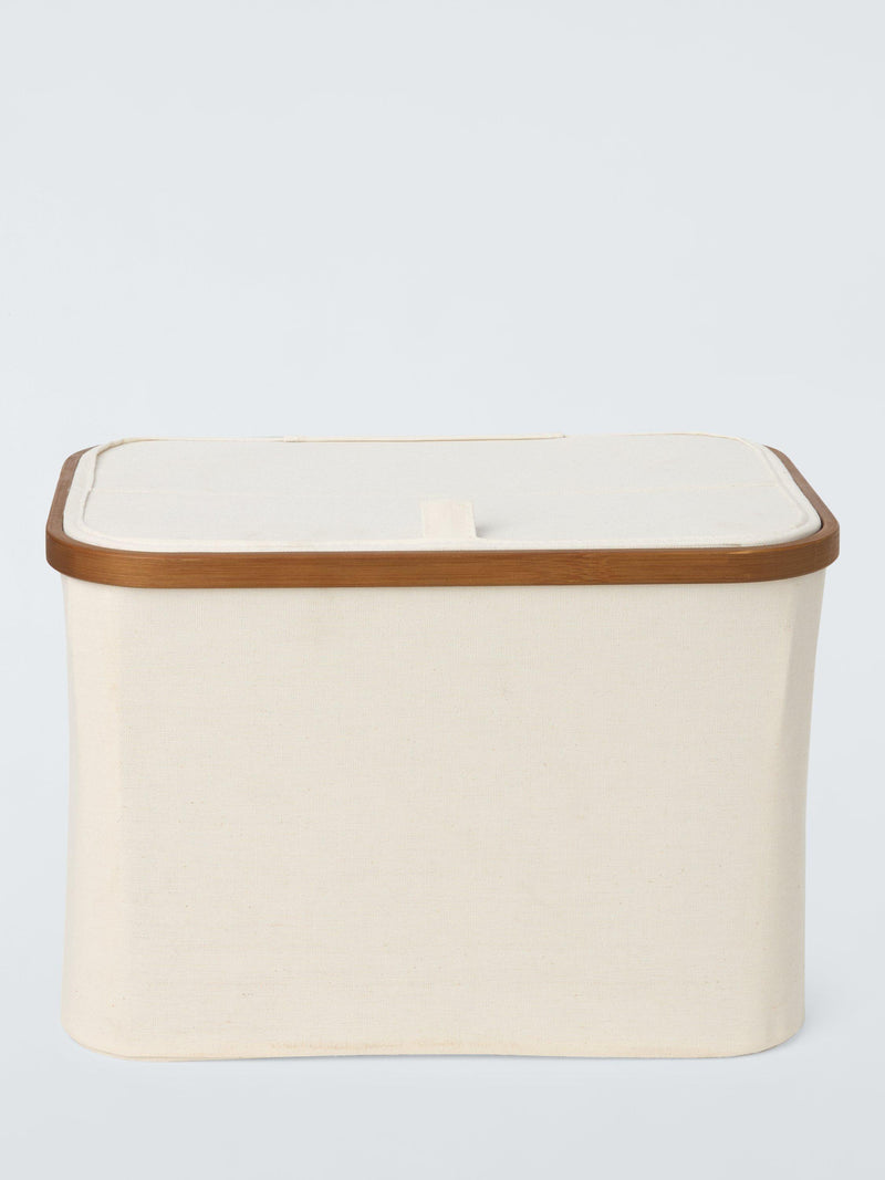 John Lewis bamboo rim lidded storage basket H25xW38xD26cm - British product