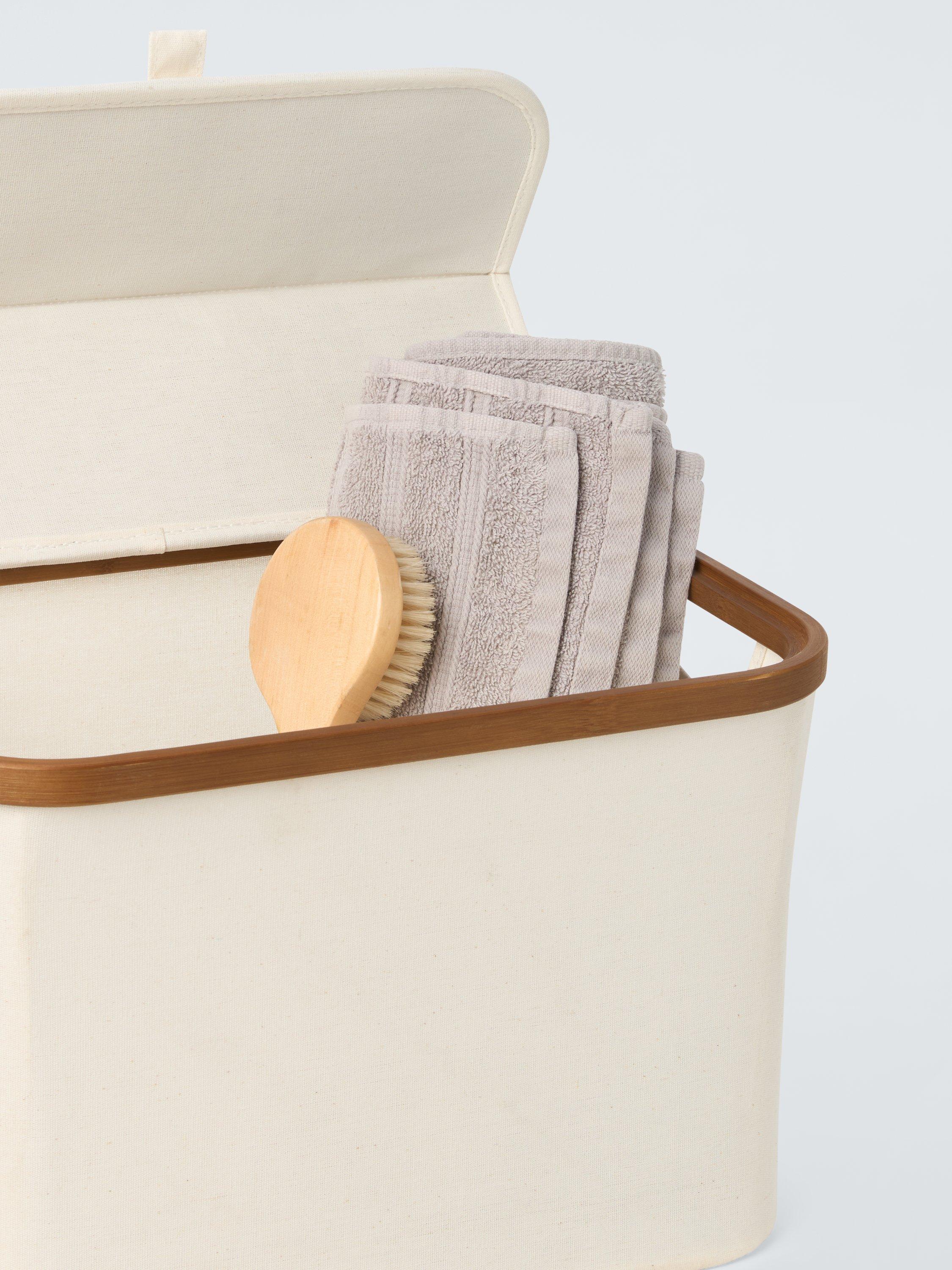 John Lewis bamboo rim lidded storage basket H25xW38xD26cm - British product