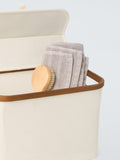 John Lewis bamboo rim lidded storage basket H25xW38xD26cm - British product