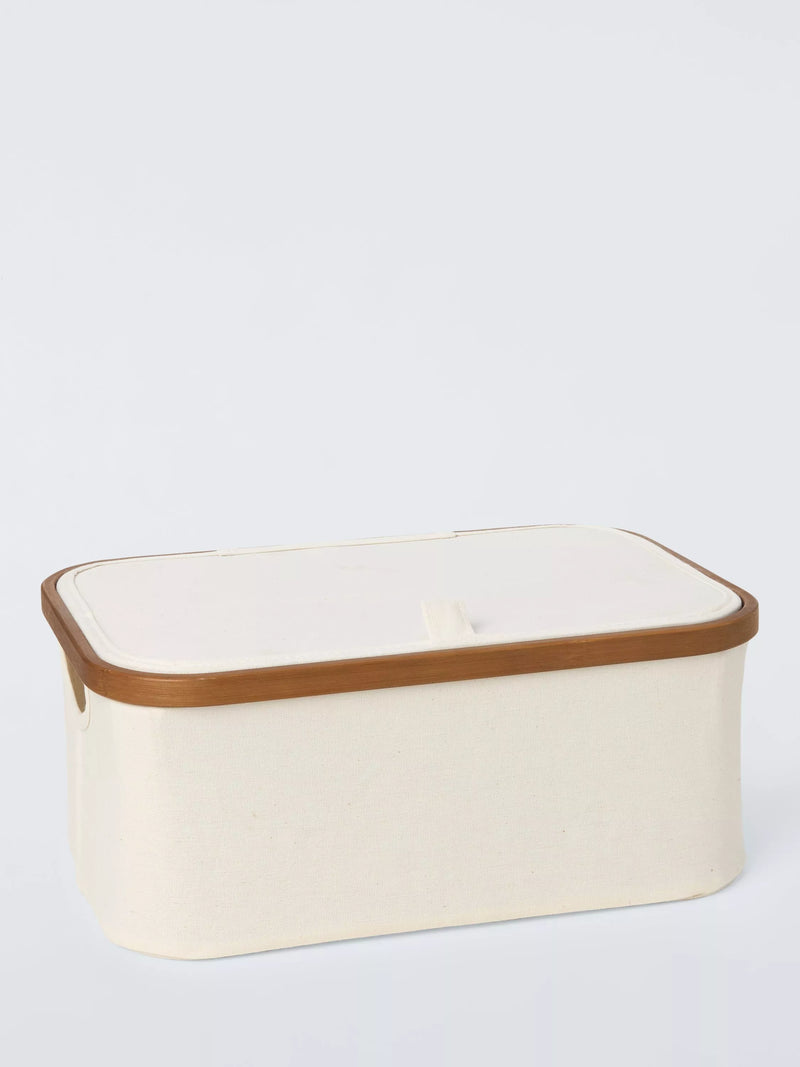 John Lewis bamboo rim lidded storage basket small, imported from the UK