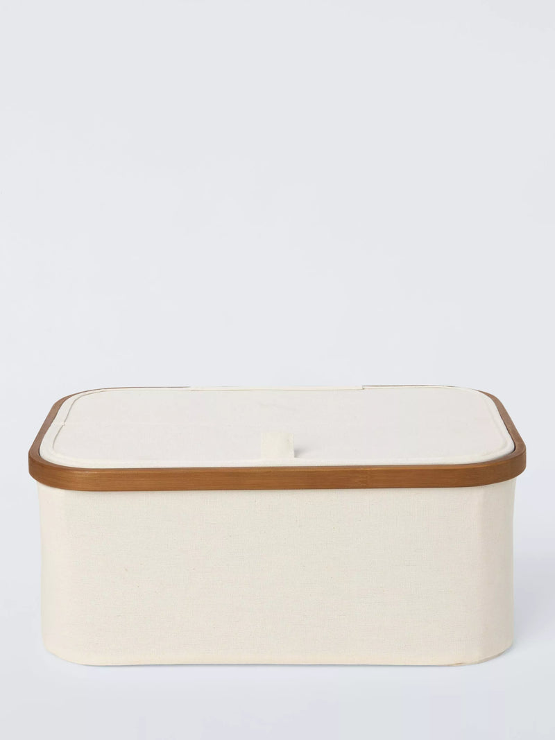 John Lewis bamboo rim lidded storage basket small, imported from the UK