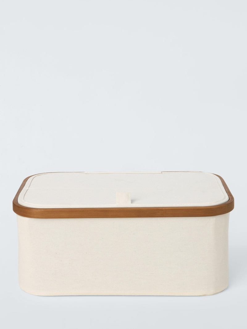 John Lewis bamboo rim lidded storage basket small, imported from the UK