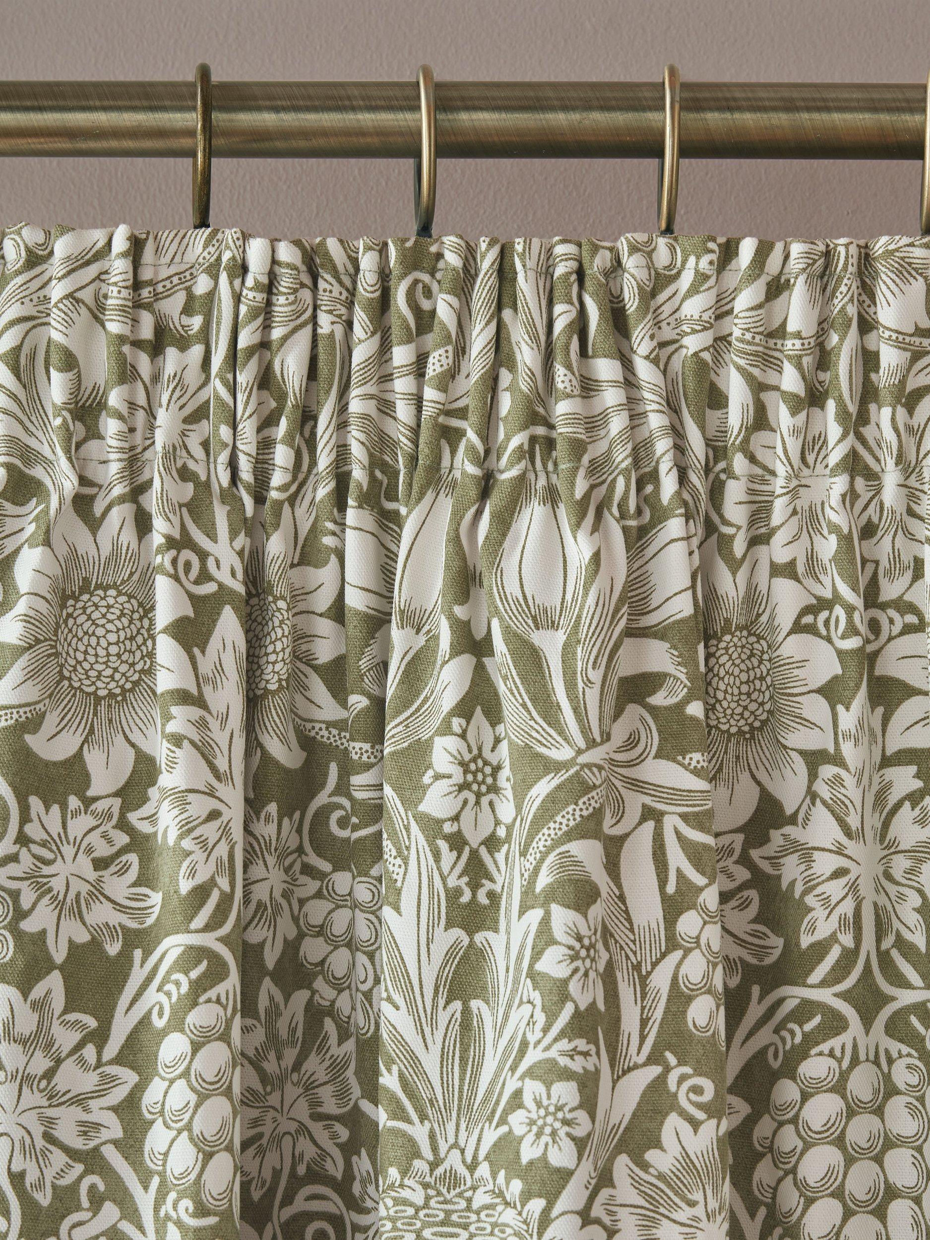 William Morris At Home sunflower dark olive blackout lined curtains 137cm drop (British brand)