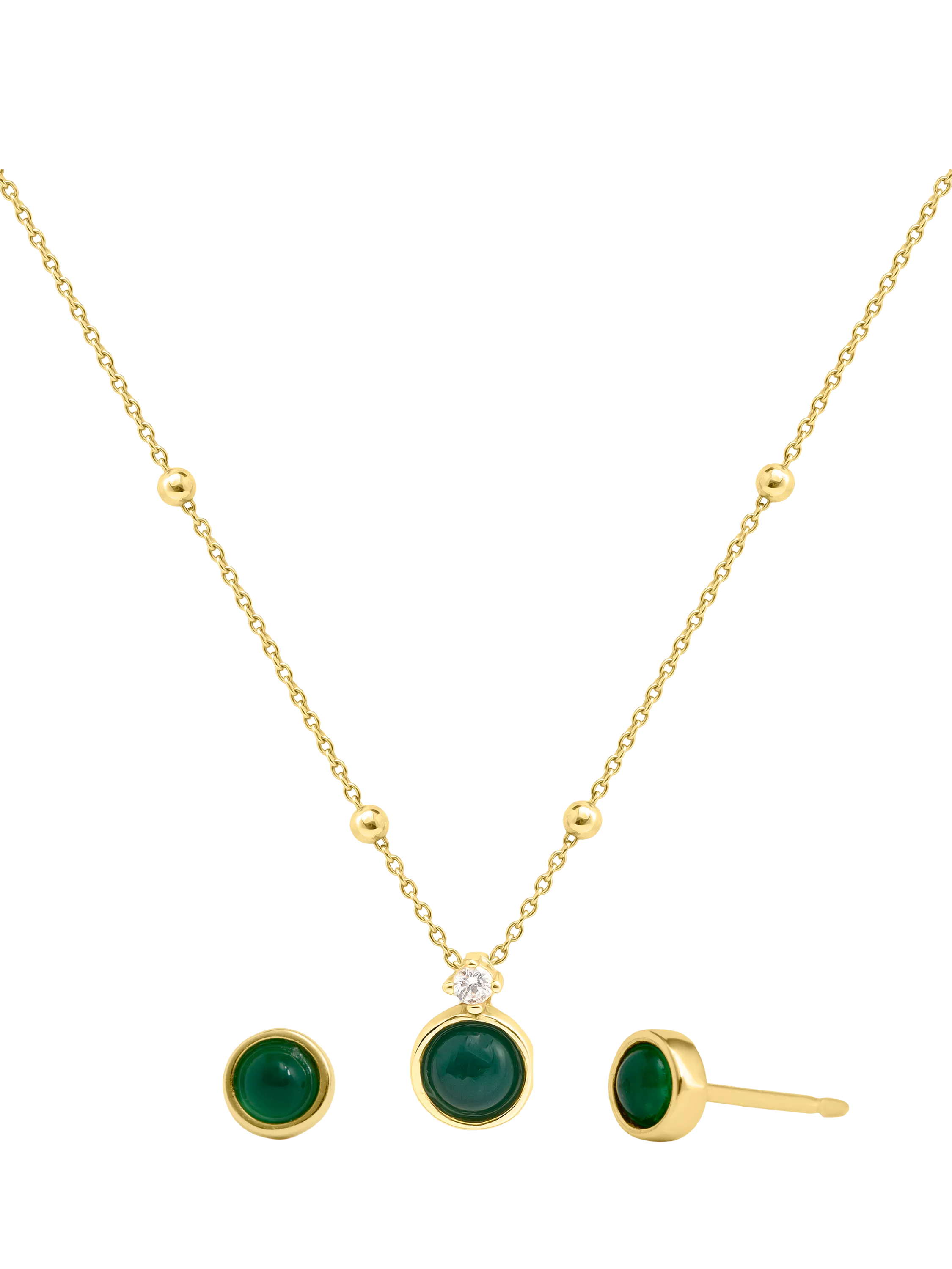 LARNAUTI gold plated onyx jewellery set - British product