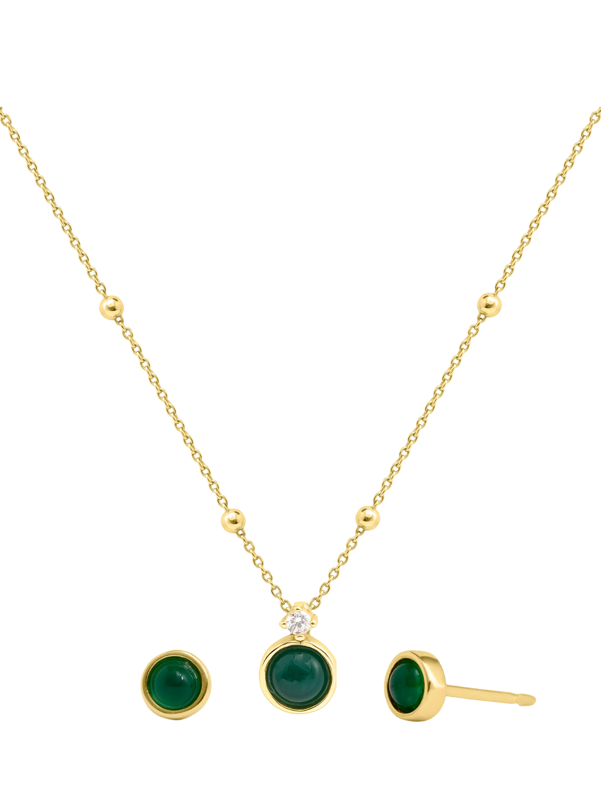 LARNAUTI gold plated onyx jewellery set - British product