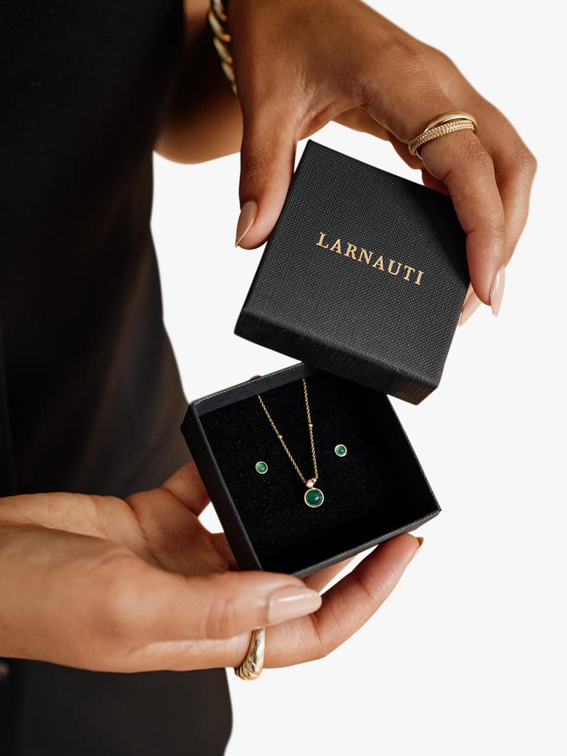 LARNAUTI gold plated onyx jewellery set - British product