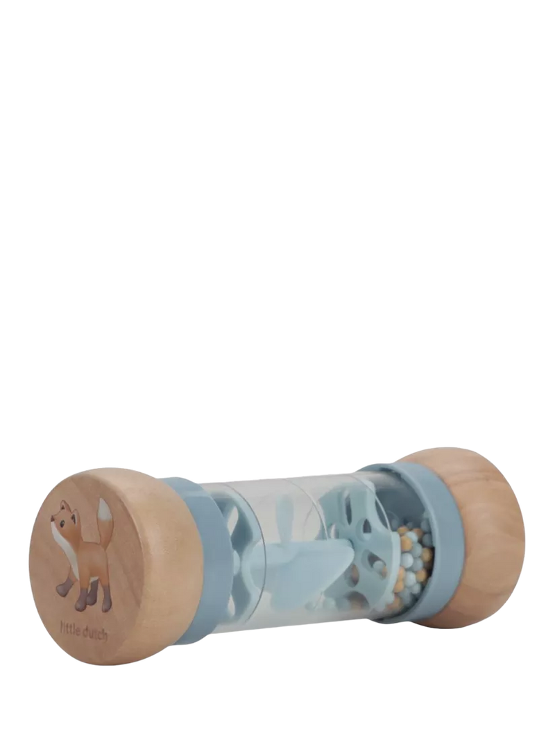 Sensory Wooden Rain Rattle for Babies with Forest Animal Decorations