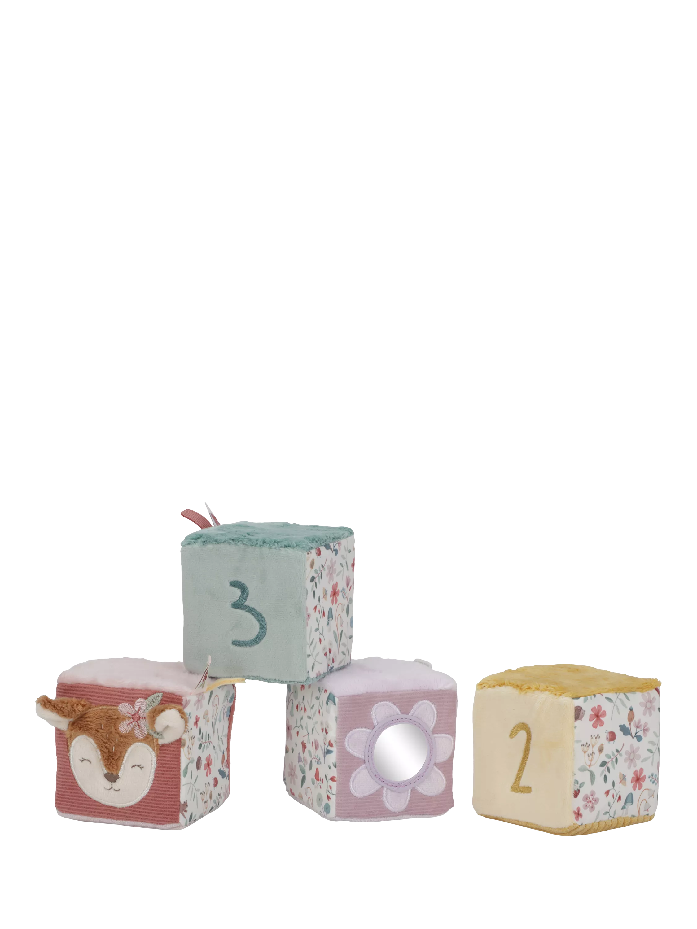 Soft Multi-Sensory Activity Cube Set of 4 with Numbers and Mirror