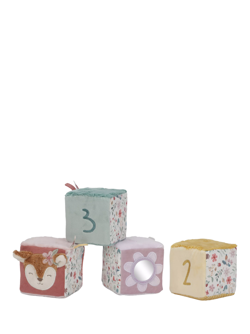 Soft Multi-Sensory Activity Cube Set of 4 with Numbers and Mirror