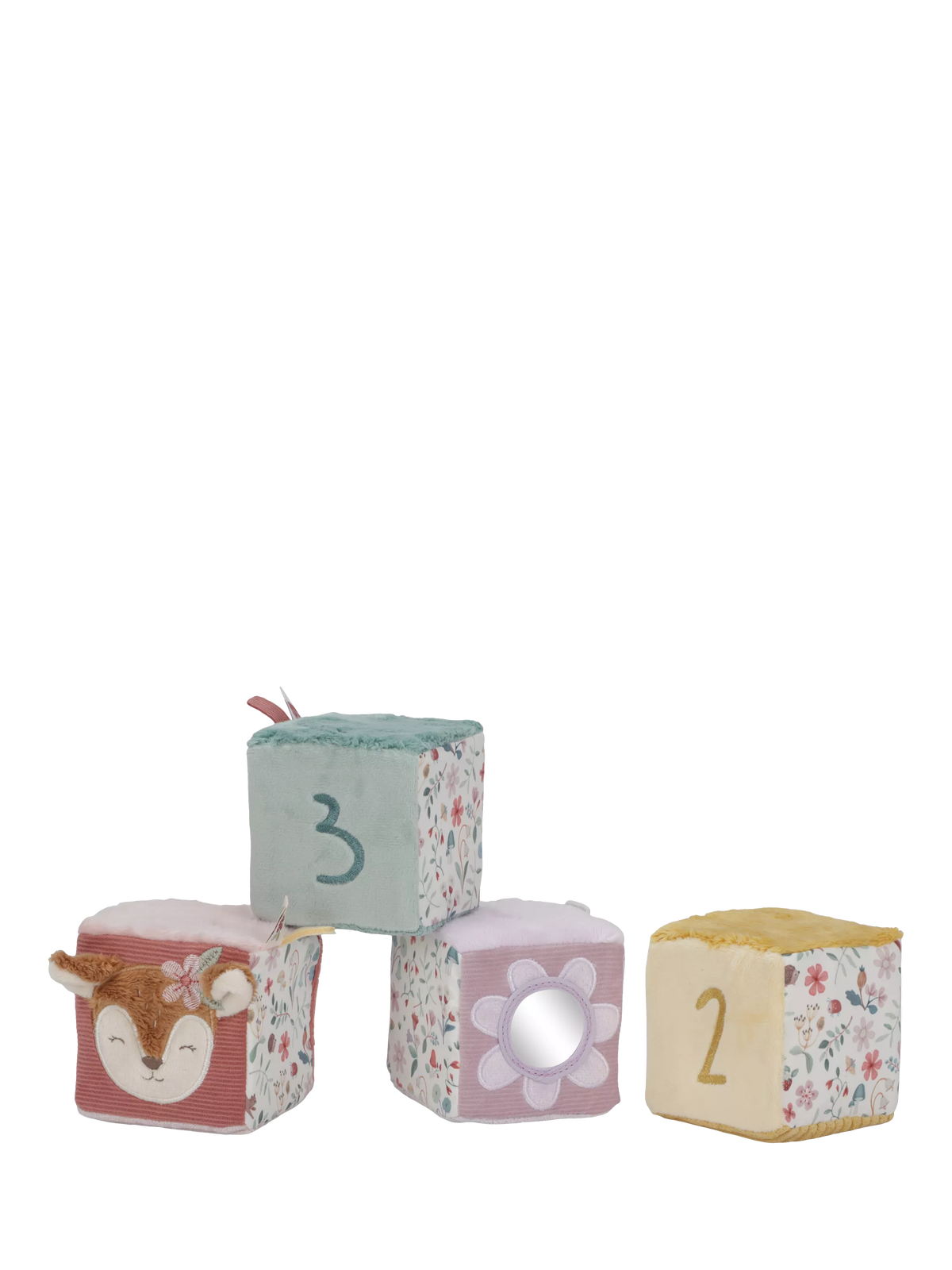 Soft Multi-Sensory Activity Cube Set of 4 with Numbers and Mirror