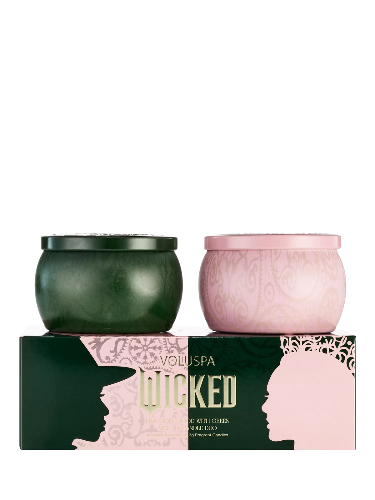 Voluspa decorative mini tin scented candle gift set with two 4oz candles (British brand)