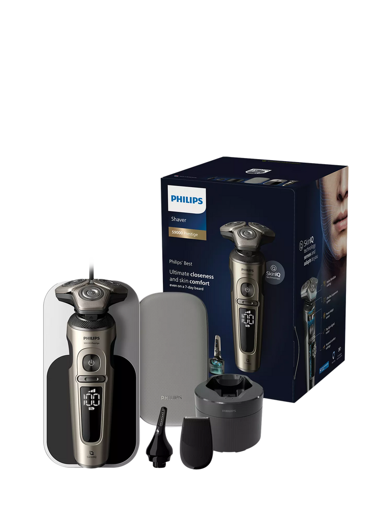 Philips Wet & Dry Electric Shaver Series 9000 Prestige SP9883/35 Men's Shaver with Pop-up Trimmer, Travel Case & Wireless Qi Charging Pad, Champagne Gold