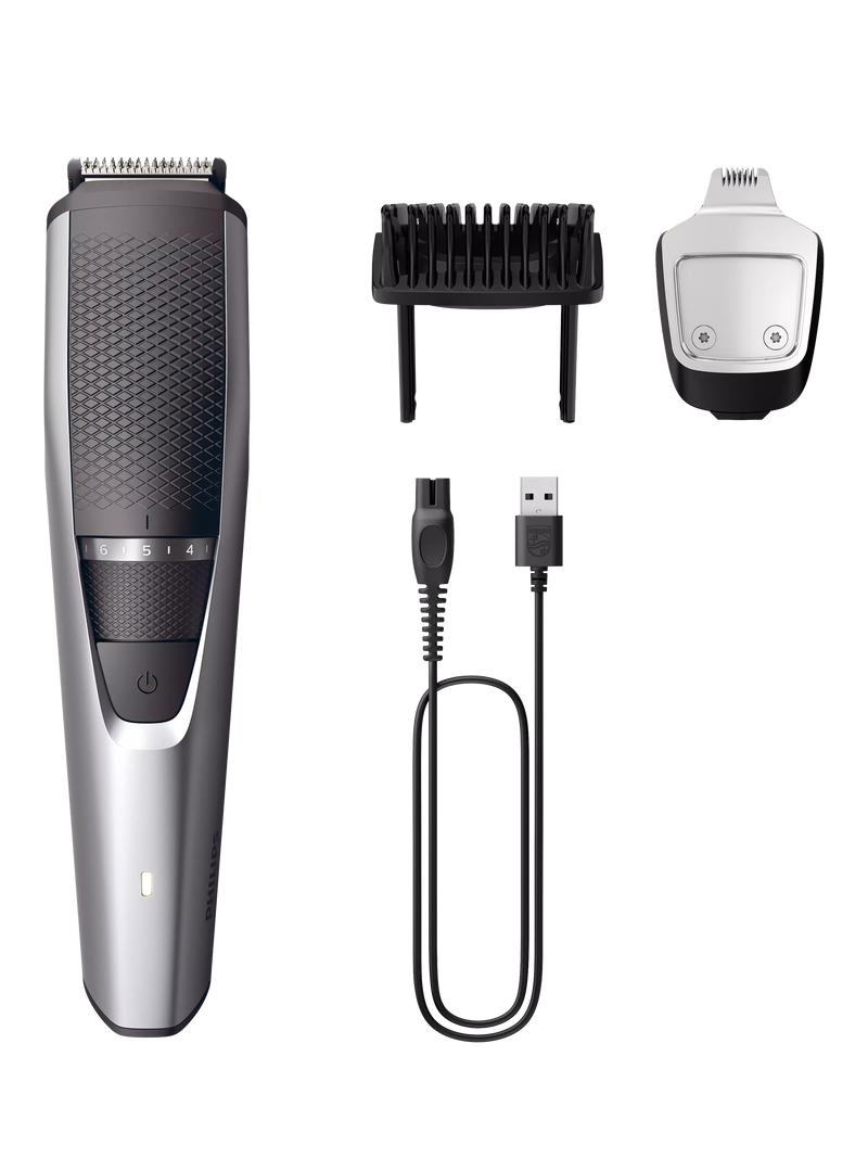 Philips beard trimmer with self-sharpening blades and lift and trim technology, imported from the UK