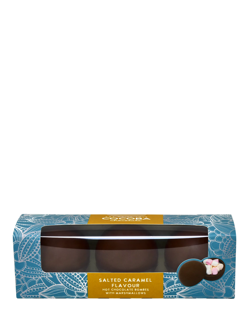 Salted Caramel Hot Chocolate Bombes with Mini Marshmallows, Pack of 3, 150g
