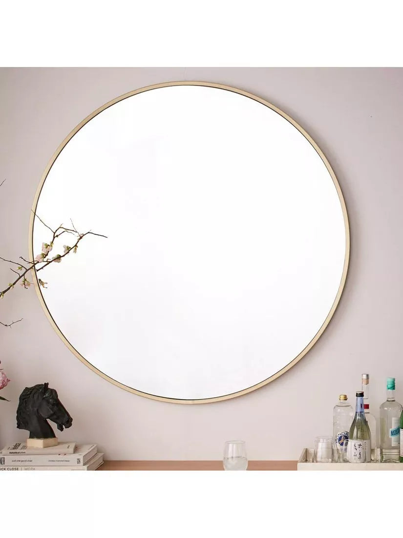 West Elm oversized round mirror 122cm antique brass (British brand)