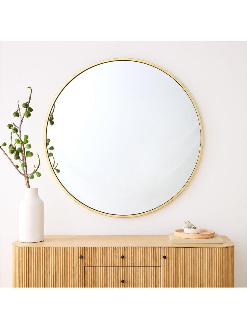 West Elm oversized round mirror 122cm antique brass (British brand)