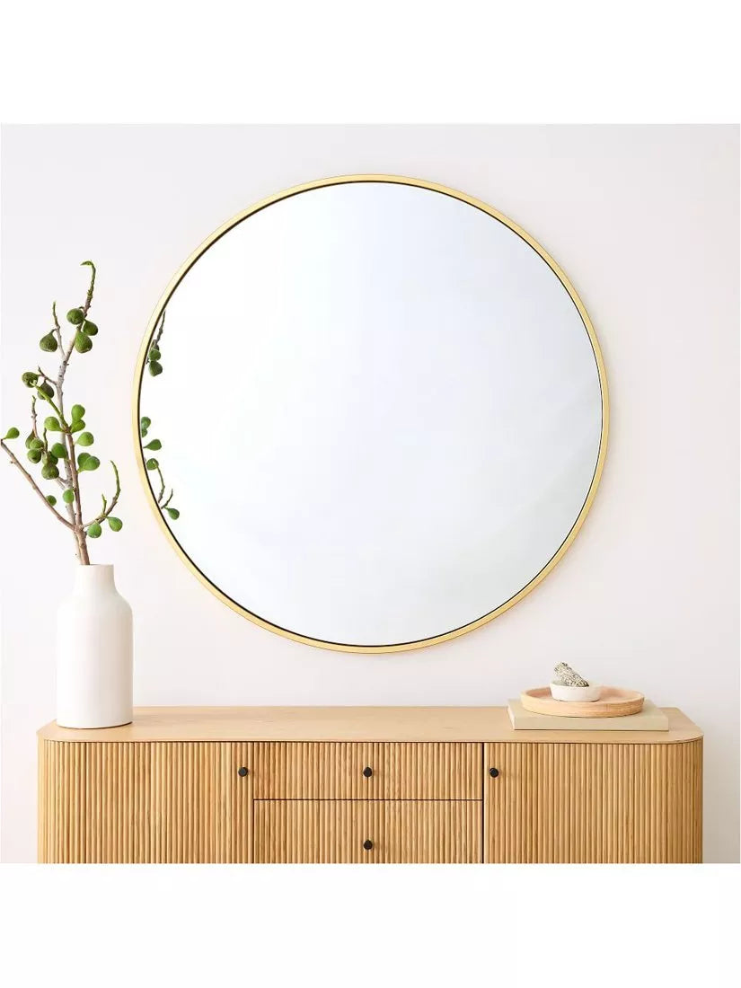 West Elm oversized round mirror 122cm antique brass (British brand)