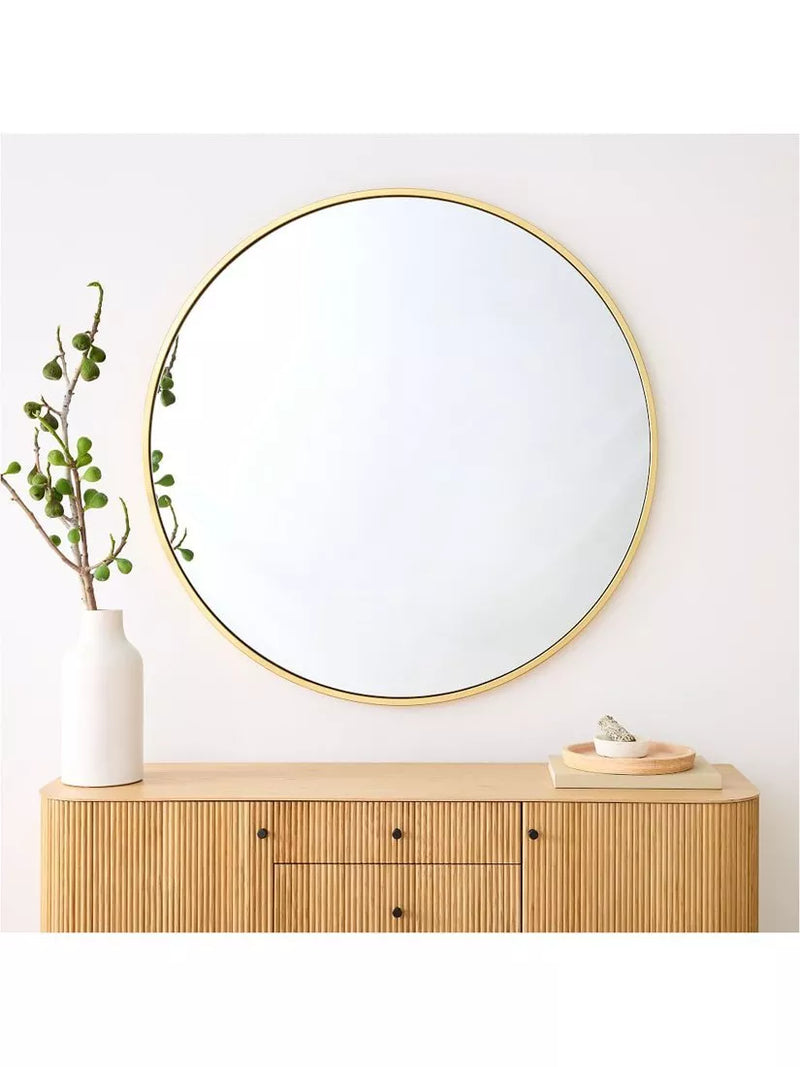 West Elm oversized round mirror 122cm antique brass (British brand)