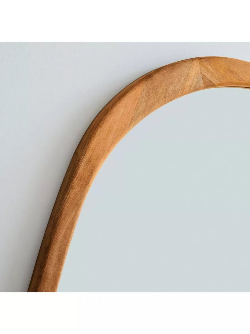 West Elm mid-century acacia wood wall mirror Acorn finish 103x129cm, imported from the UK