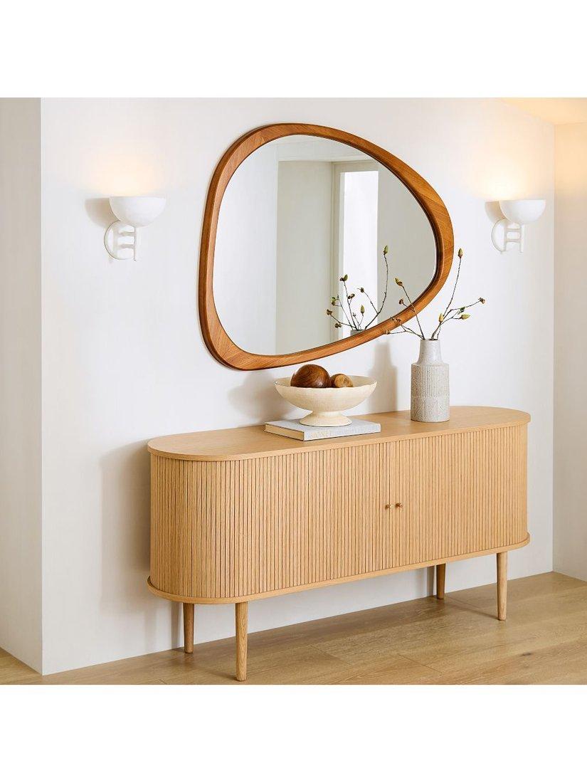 West Elm mid-century acacia wood wall mirror Acorn finish 103x129cm, imported from the UK