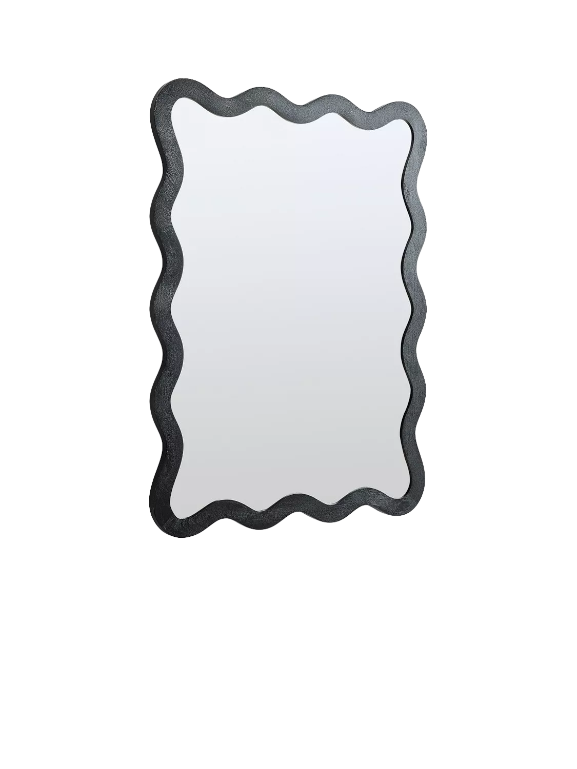 West Elm wavy wall mirror mango wood black 120x89cm, imported from the UK