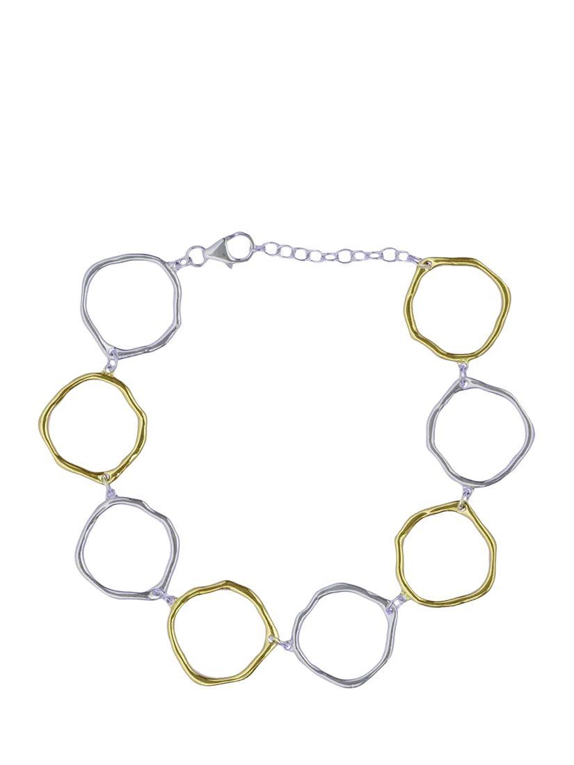 Nina B organic circles bracelet silver gold (British brand)