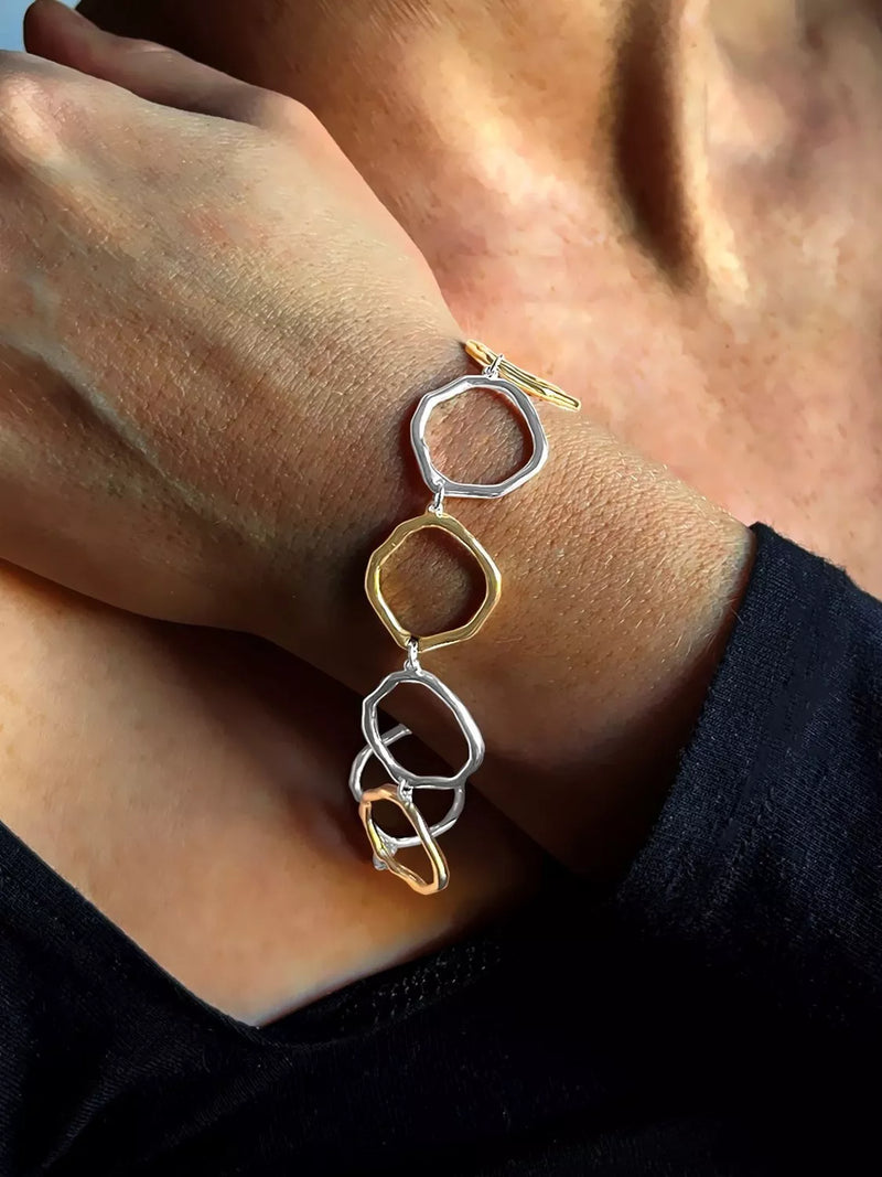 Nina B organic circles bracelet silver gold (British brand)