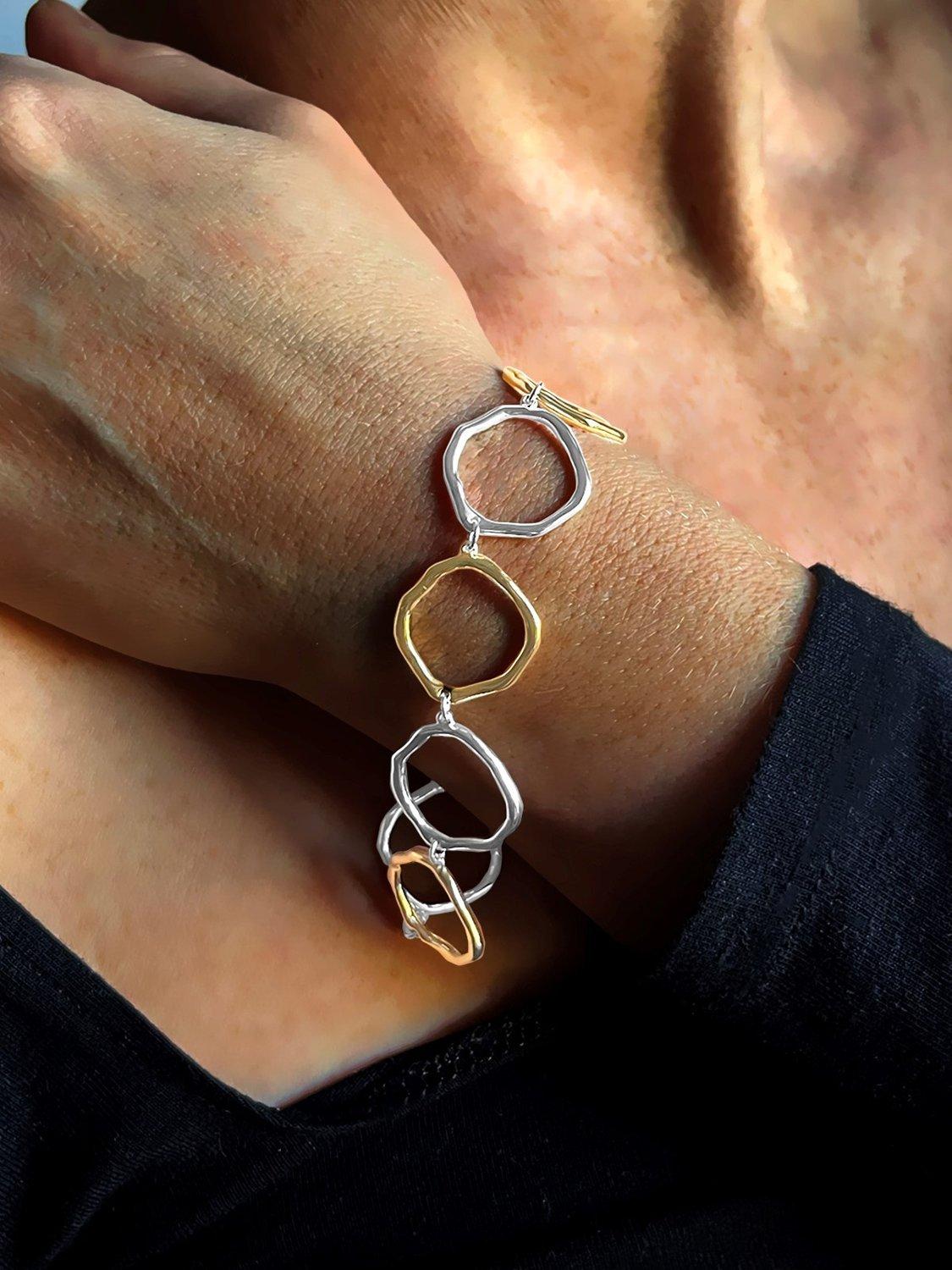 Nina B organic circles bracelet silver gold (British brand)
