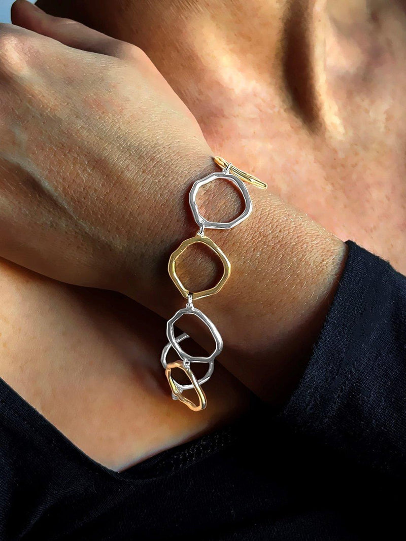 Nina B organic circles bracelet silver gold (British brand)