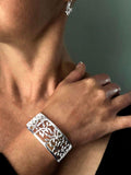 Nina B sterling silver cut out leaves cuff bangle (British brand)