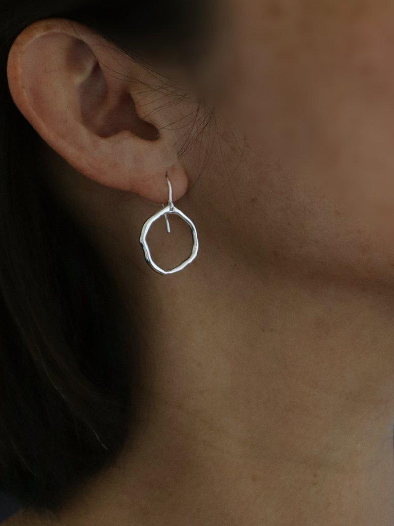Nina B rugged circle drop earrings 3cm, imported from the UK