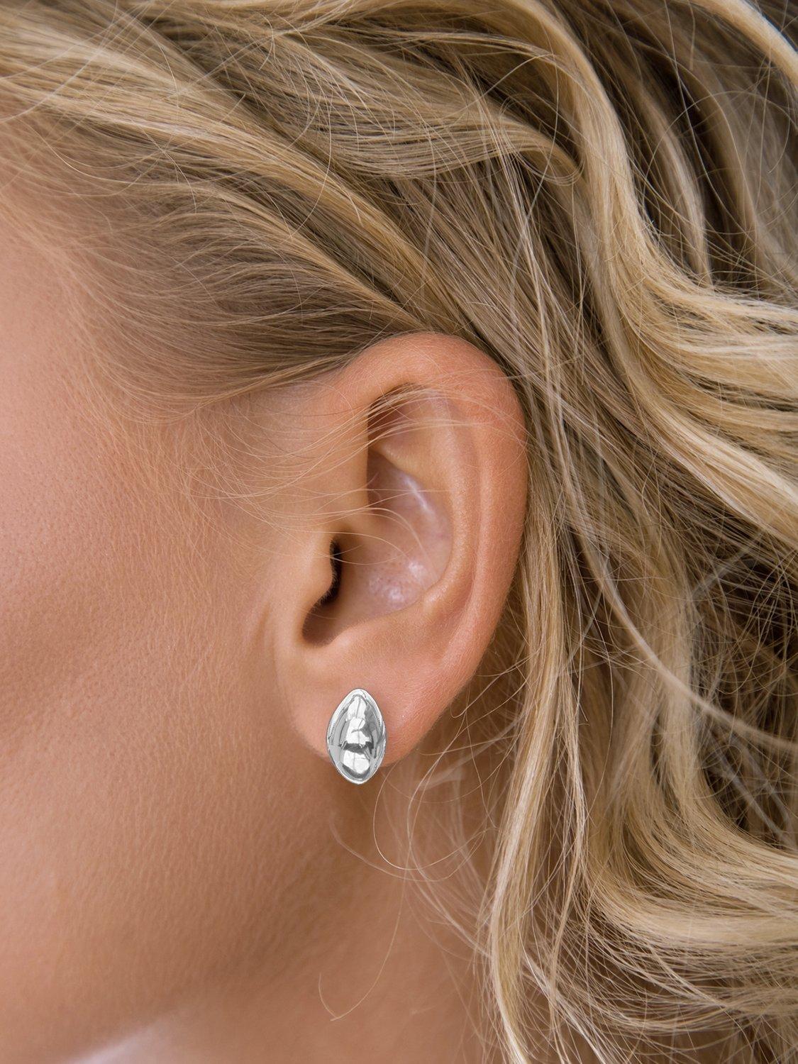 Nina B polished nut stud earrings silver 1.75cm, imported from the UK