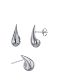 Nina B silver domed teardrop stud earrings - British product