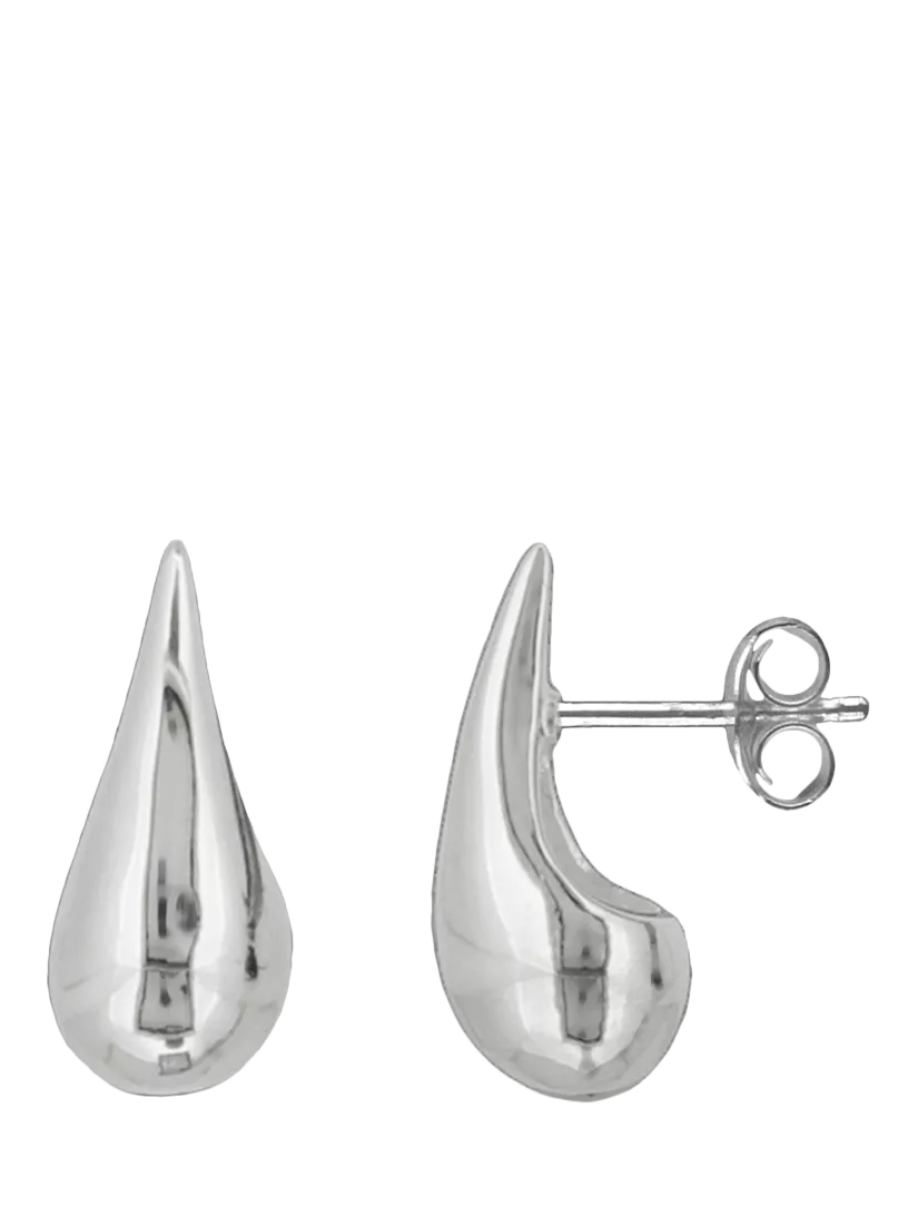 Nina B silver domed teardrop stud earrings - British product