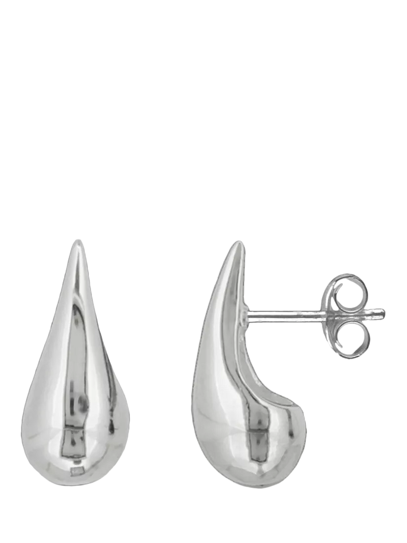 Nina B silver domed teardrop stud earrings - British product