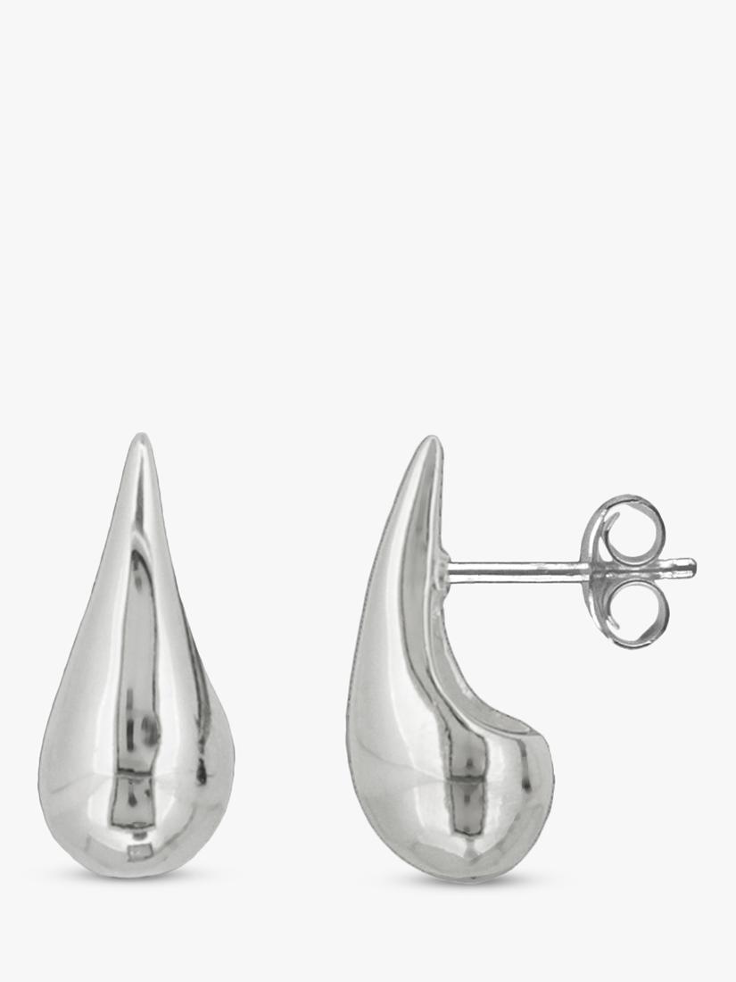 Nina B silver domed teardrop stud earrings - British product