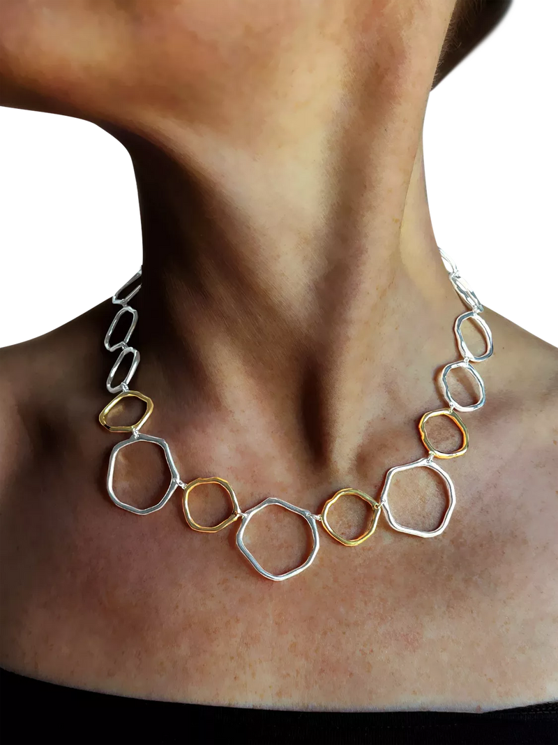 Nina B organic circles collar necklace 50cm - British product
