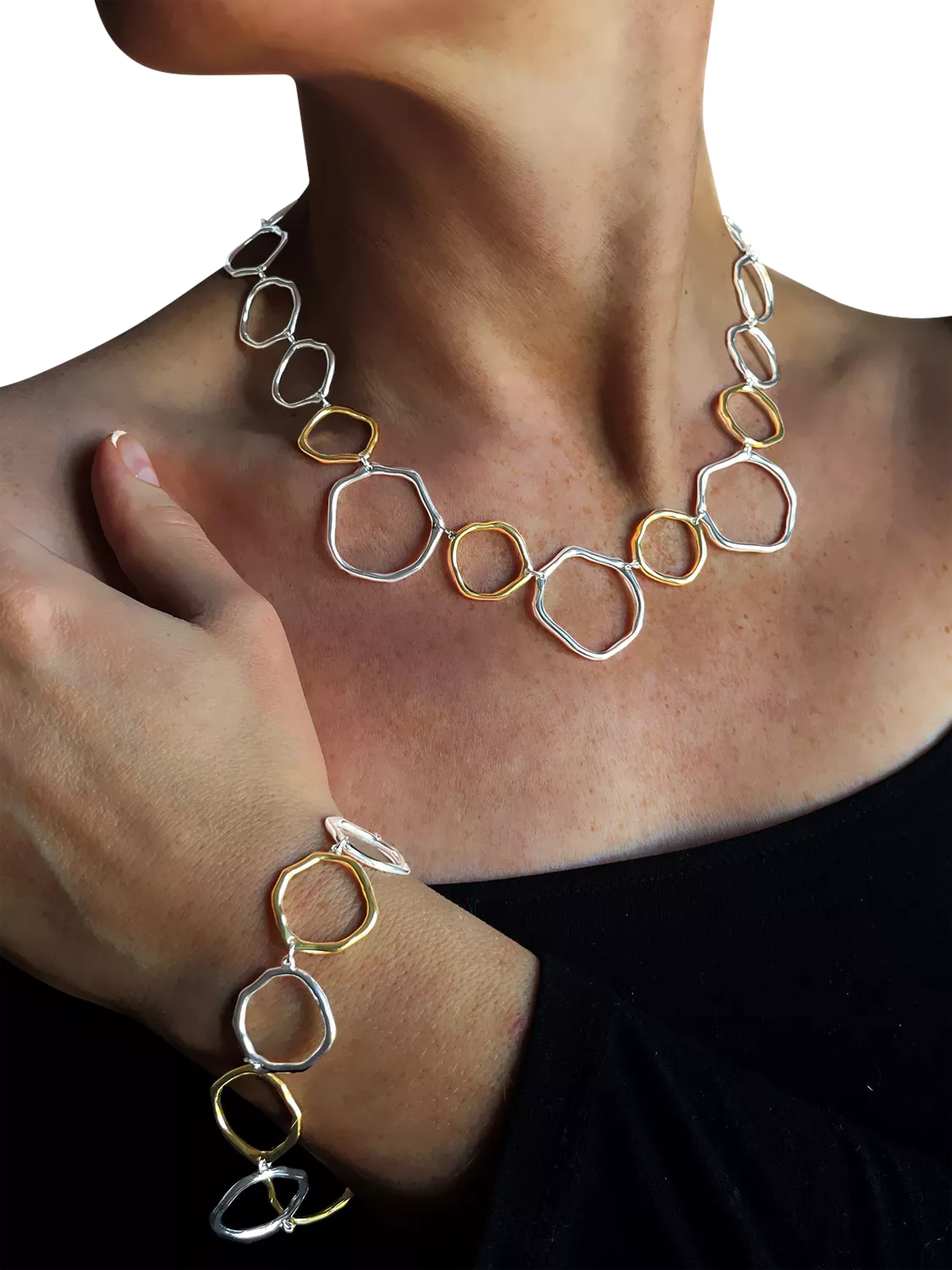 Nina B organic circles collar necklace 50cm - British product