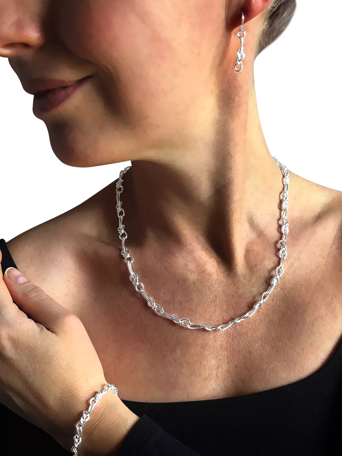 Nina B bowline collar necklace sterling silver 50cm - British product