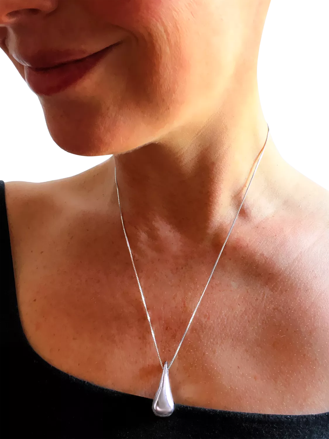 Nina B teardrop pendant necklace in silver, UK version