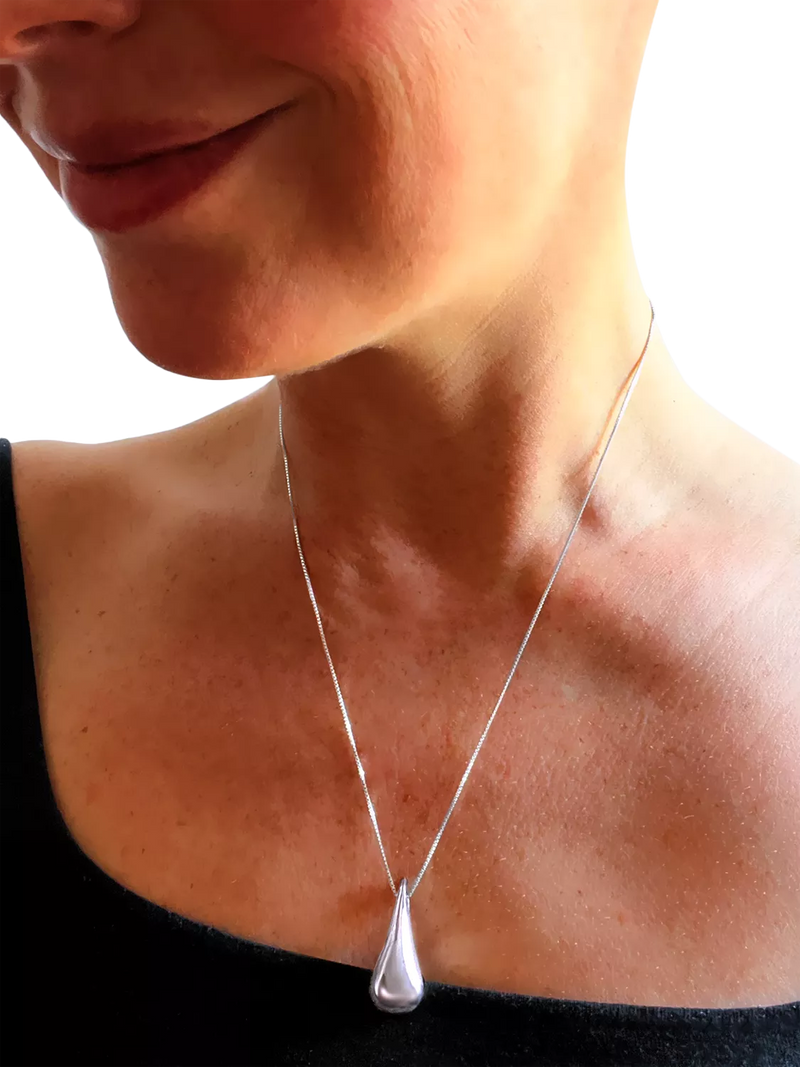 Nina B teardrop pendant necklace in silver, UK version