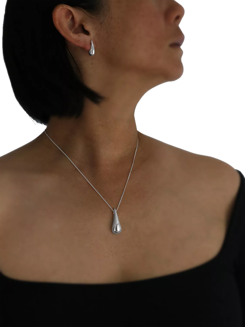 Nina B teardrop pendant necklace in silver, UK version