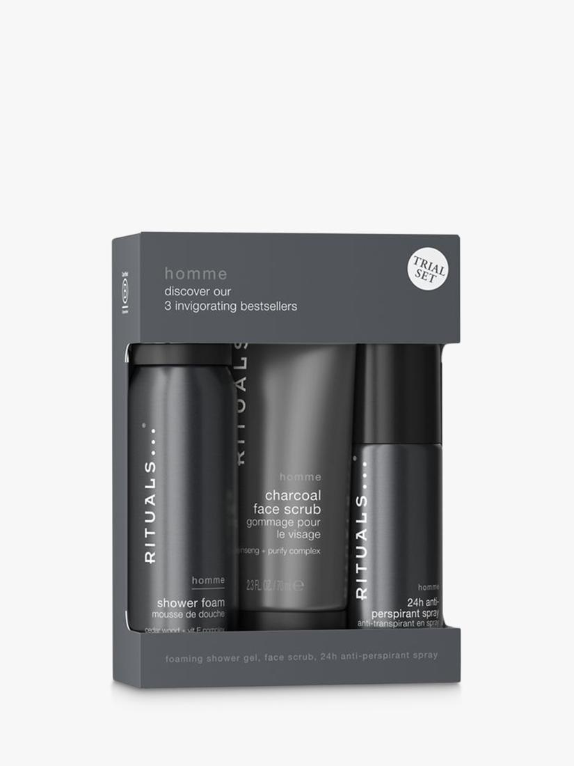Rituals men's bodycare gift set including shower foam, anti-perspirant, and face scrub, imported from the UK