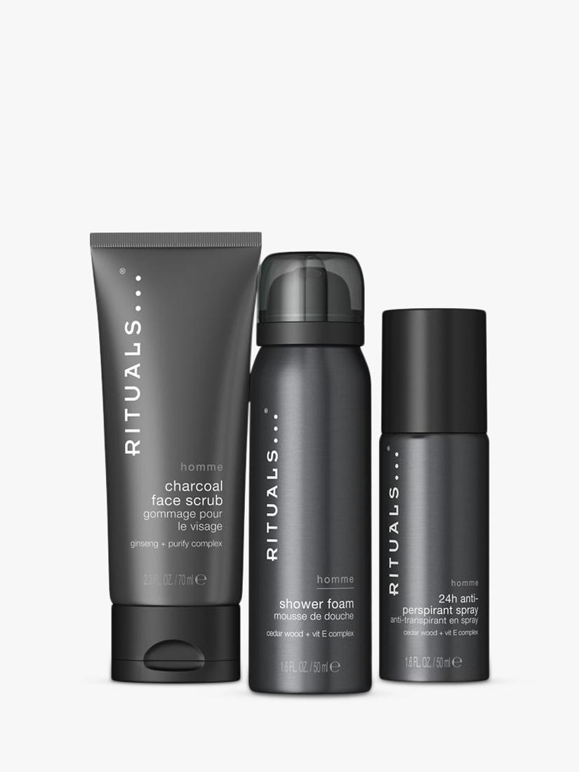 Rituals men's bodycare gift set including shower foam, anti-perspirant, and face scrub, imported from the UK