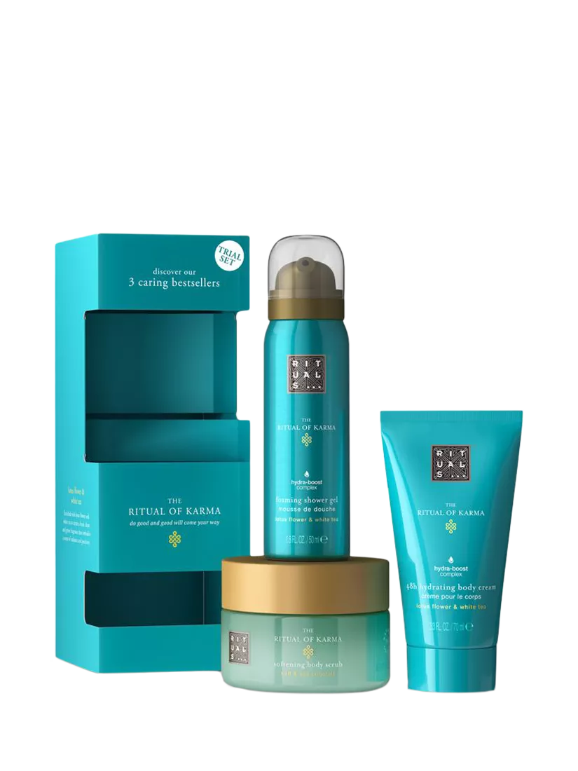 Rituals white tea and lotus scented bodycare gift set, imported from the UK