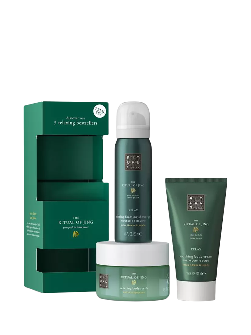 Rituals bodycare gift set with lotus and jujube scrub, cream, and gel, imported from the UK