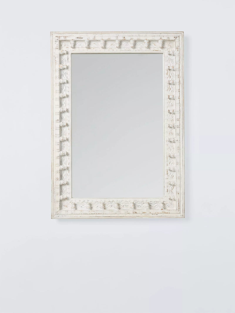 John Lewis Rajasthan carved wood wall mirror 70x50cm (British brand)